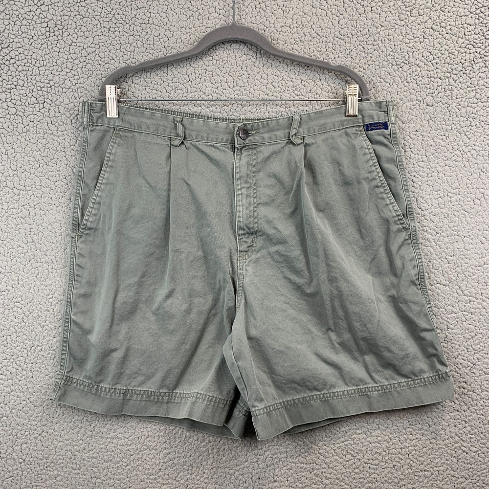 Kahala Hawaiian Islands Mens 34 7" Inseam Green Canvas Shorts Pleated Casual